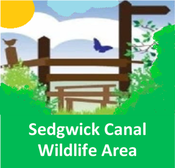 Sedgwick Canal Wildlife Area logo showing a country style and butterfly 