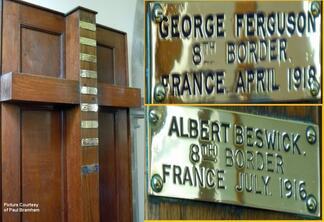 Close up image of memorial to the war dead in Crosscrake Church 