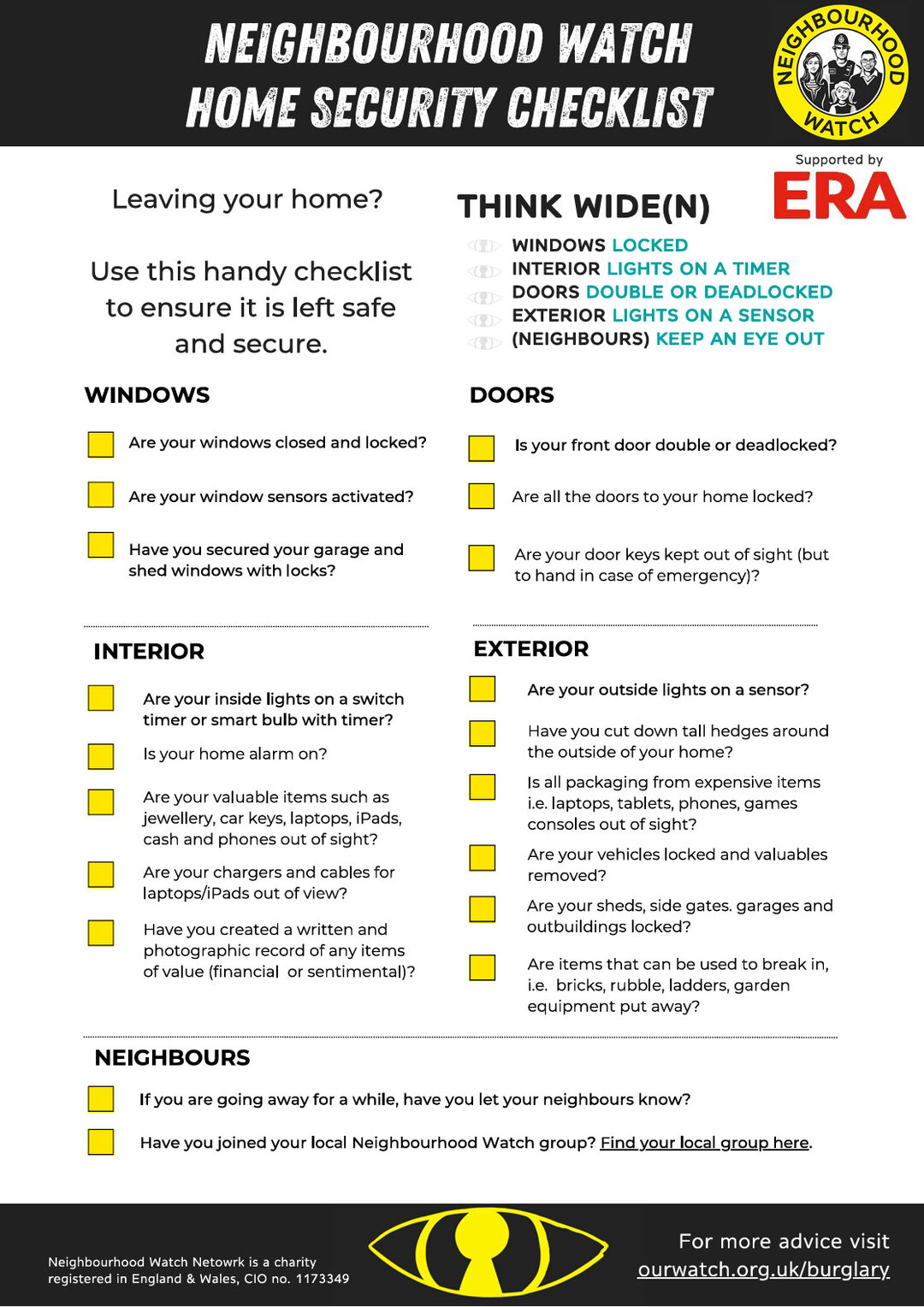 neighbourhood watch WIDEN Checklist PDF document that you can download using the link above 